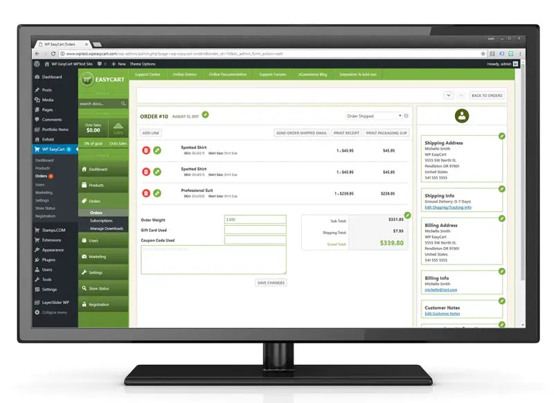 screenshot of WP EasyCart